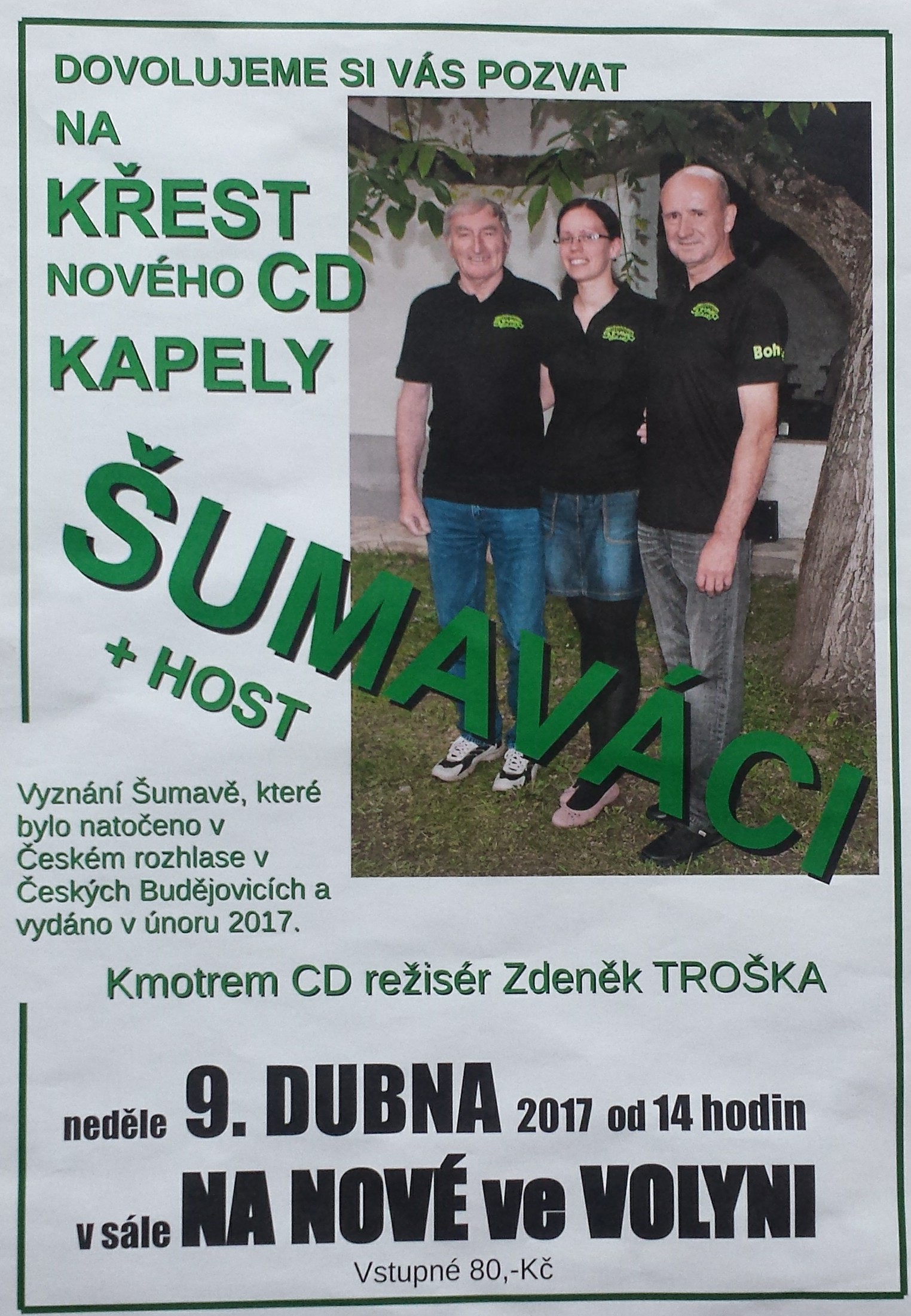 Pozvánka křest CD 9.4.2017 Volyně